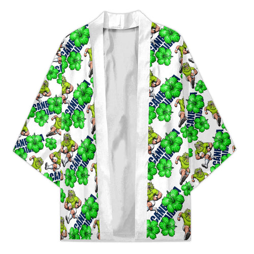 Canberra Raiders Kimono Tropical Hibiscus Floral Seamless Rugby Mascot