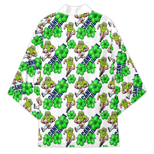 Canberra Raiders Kimono Tropical Hibiscus Floral Seamless Rugby Mascot