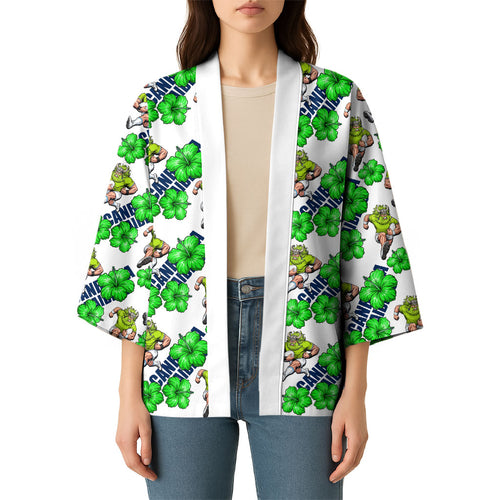 Canberra Raiders Kimono Tropical Hibiscus Floral Seamless Rugby Mascot