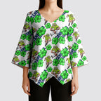 Canberra Raiders Kimono Sleeve Blouse Tropical Hibiscus Floral Seamless Rugby Mascot