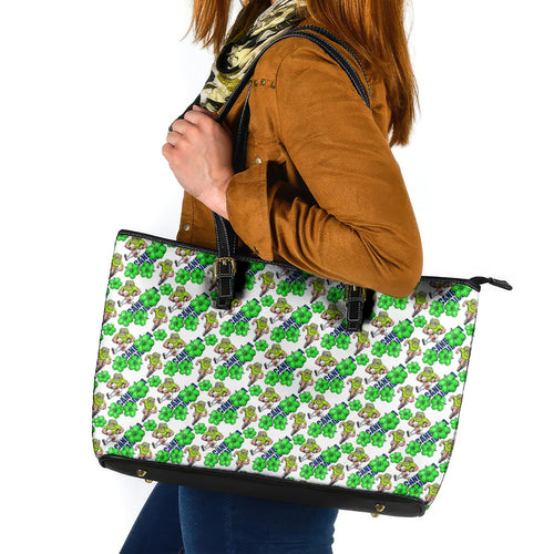 Canberra Raiders Leather Tote Bag Tropical Hibiscus Floral Seamless Rugby Mascot