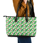Canberra Raiders Leather Tote Bag Tropical Hibiscus Floral Seamless Rugby Mascot