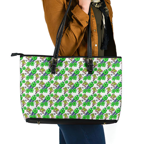 Canberra Raiders Leather Tote Bag Tropical Hibiscus Floral Seamless Rugby Mascot