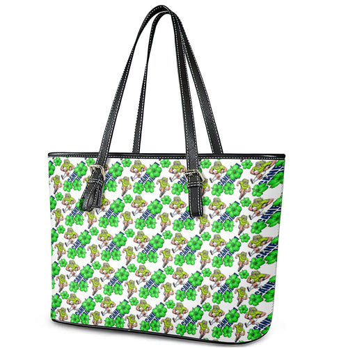 Canberra Raiders Leather Tote Bag Tropical Hibiscus Floral Seamless Rugby Mascot