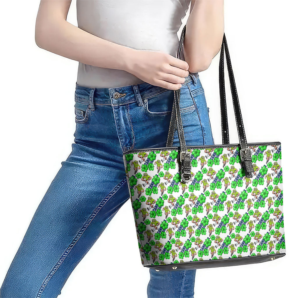 Canberra Raiders Leather Tote Bag Tropical Hibiscus Floral Seamless Rugby Mascot