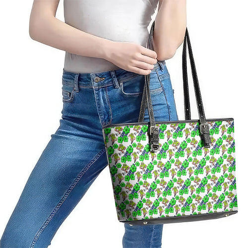 Canberra Raiders Leather Tote Bag Tropical Hibiscus Floral Seamless Rugby Mascot