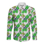 Canberra Raiders Long Sleeve Button Shirt Tropical Hibiscus Floral Seamless Rugby Mascot