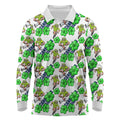 Canberra Raiders Long Sleeve Polo Shirt Tropical Hibiscus Floral Seamless Rugby Mascot