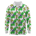 Canberra Raiders Long Sleeve Polo Shirt Tropical Hibiscus Floral Seamless Rugby Mascot