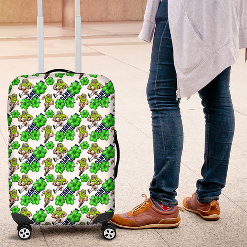 Canberra Raiders Luggage Cover Tropical Hibiscus Floral Seamless Rugby Mascot