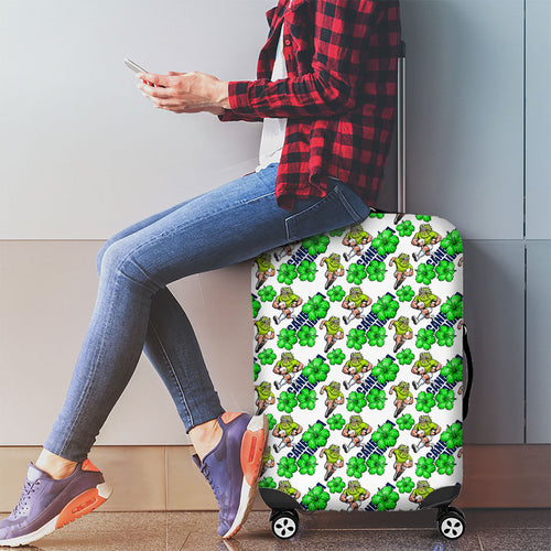 Canberra Raiders Luggage Cover Tropical Hibiscus Floral Seamless Rugby Mascot