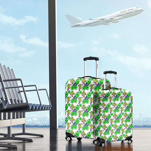Canberra Raiders Luggage Cover Tropical Hibiscus Floral Seamless Rugby Mascot