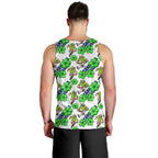 Canberra Raiders Men Tank Top Tropical Hibiscus Floral Seamless Rugby Mascot