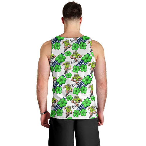 Canberra Raiders Men Tank Top Tropical Hibiscus Floral Seamless Rugby Mascot