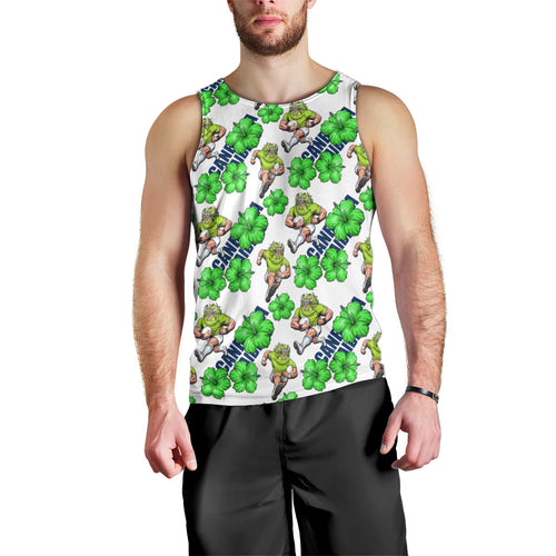 Canberra Raiders Men Tank Top Tropical Hibiscus Floral Seamless Rugby Mascot