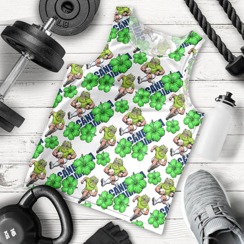 Canberra Raiders Men Tank Top Tropical Hibiscus Floral Seamless Rugby Mascot