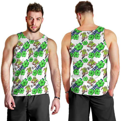 Canberra Raiders Men Tank Top Tropical Hibiscus Floral Seamless Rugby Mascot