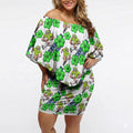 Canberra Raiders Off Shoulder Short Dress Tropical Hibiscus Floral Seamless Rugby Mascot