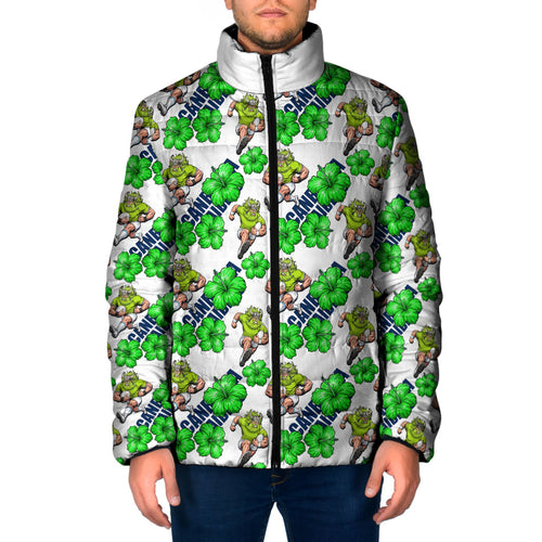 Canberra Raiders Padded Jacket Tropical Hibiscus Floral Seamless Rugby Mascot