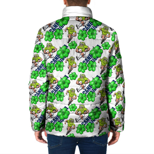 Canberra Raiders Padded Jacket Tropical Hibiscus Floral Seamless Rugby Mascot