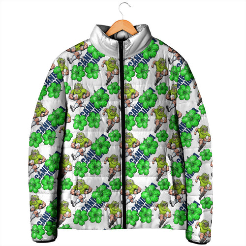 Canberra Raiders Padded Jacket Tropical Hibiscus Floral Seamless Rugby Mascot