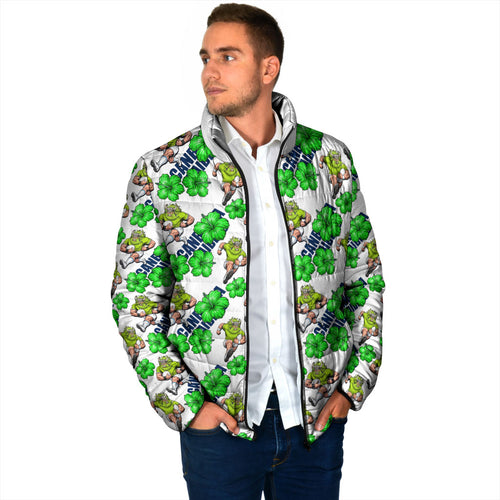 Canberra Raiders Padded Jacket Tropical Hibiscus Floral Seamless Rugby Mascot