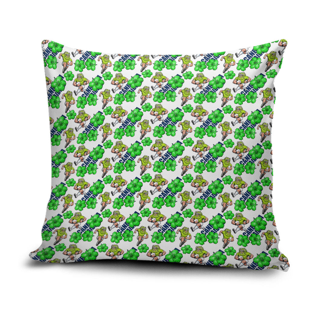 Canberra Raiders Pillow Cover Tropical Hibiscus Floral Seamless Rugby Mascot
