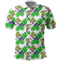 Canberra Raiders Polo Shirt Tropical Hibiscus Floral Seamless Rugby Mascot