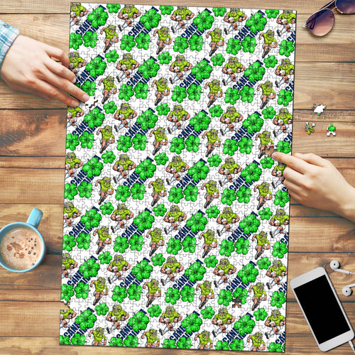 Canberra Raiders Puzzle Tropical Hibiscus Floral Seamless Rugby Mascot