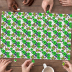 Canberra Raiders Puzzle Tropical Hibiscus Floral Seamless Rugby Mascot