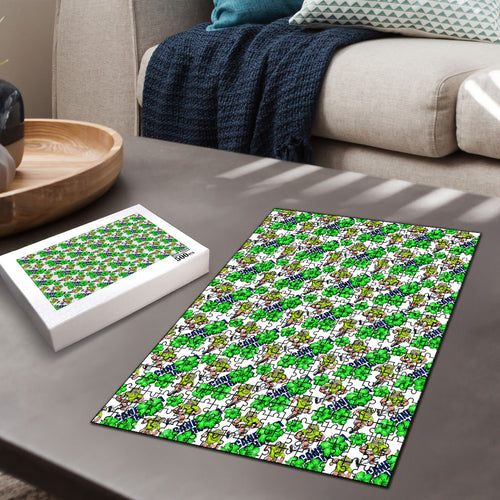 Canberra Raiders Puzzle Tropical Hibiscus Floral Seamless Rugby Mascot