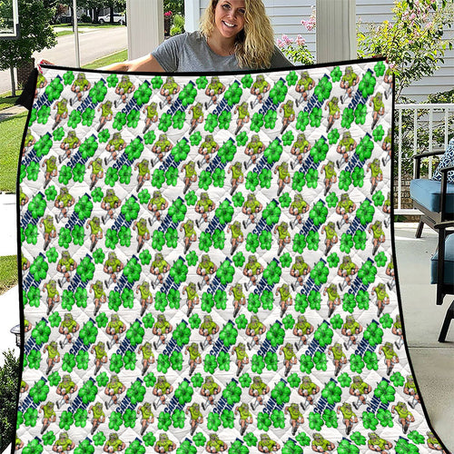Canberra Raiders Quilt Tropical Hibiscus Floral Seamless Rugby Mascot