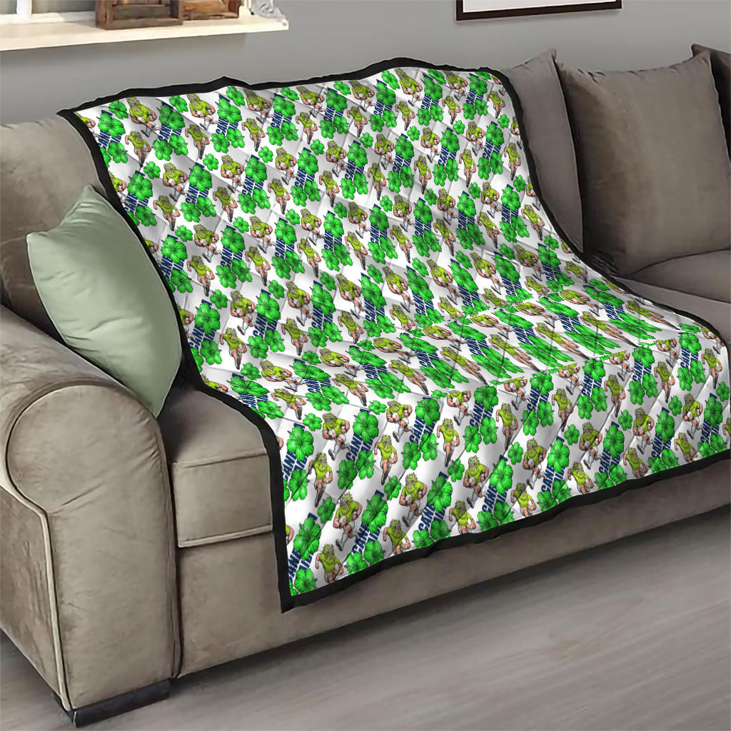 Canberra Raiders Quilt Tropical Hibiscus Floral Seamless Rugby Mascot