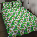Canberra Raiders Quilt Bed Set Tropical Hibiscus Floral Seamless Rugby Mascot