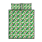 Canberra Raiders Quilt Bed Set Tropical Hibiscus Floral Seamless Rugby Mascot