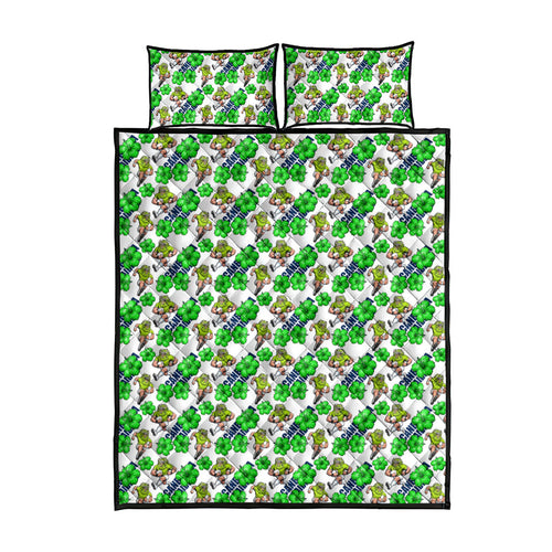 Canberra Raiders Quilt Bed Set Tropical Hibiscus Floral Seamless Rugby Mascot