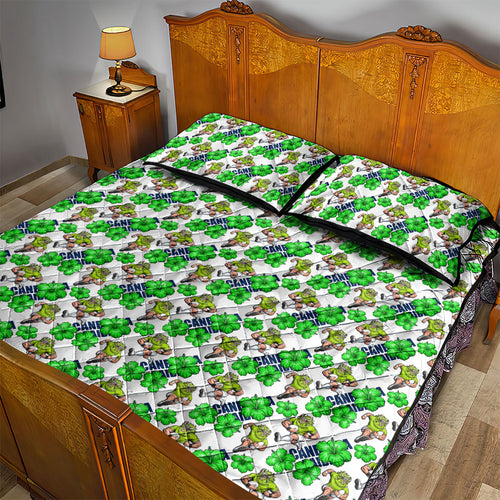 Canberra Raiders Quilt Bed Set Tropical Hibiscus Floral Seamless Rugby Mascot