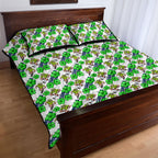 Canberra Raiders Quilt Bed Set Tropical Hibiscus Floral Seamless Rugby Mascot