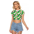 Canberra Raiders Raglan Cropped T Shirt Tropical Hibiscus Floral Seamless Rugby Mascot