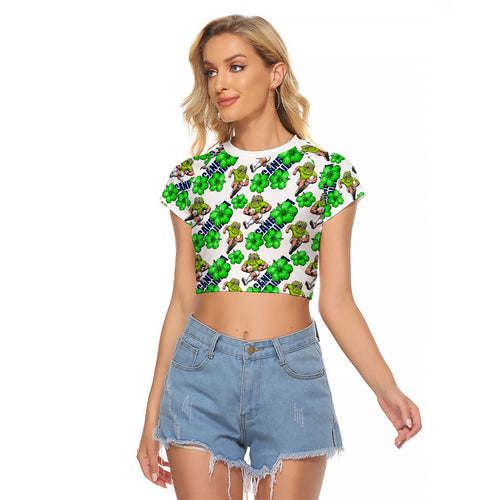 Canberra Raiders Raglan Cropped T Shirt Tropical Hibiscus Floral Seamless Rugby Mascot