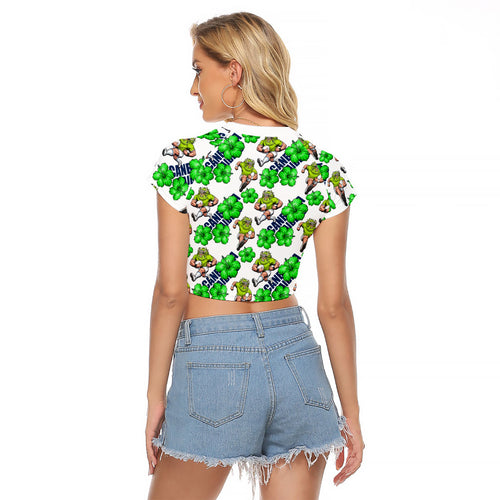 Canberra Raiders Raglan Cropped T Shirt Tropical Hibiscus Floral Seamless Rugby Mascot