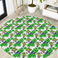 Canberra Raiders Round Carpet Tropical Hibiscus Floral Seamless Rugby Mascot