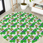 Canberra Raiders Round Carpet Tropical Hibiscus Floral Seamless Rugby Mascot