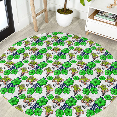 Canberra Raiders Round Carpet Tropical Hibiscus Floral Seamless Rugby Mascot