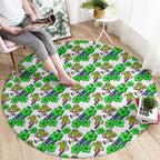 Canberra Raiders Round Carpet Tropical Hibiscus Floral Seamless Rugby Mascot