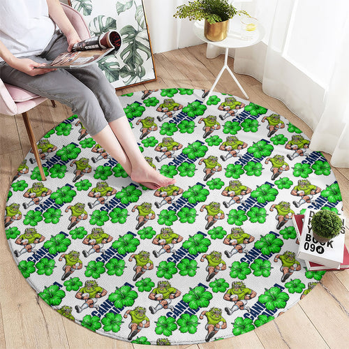 Canberra Raiders Round Carpet Tropical Hibiscus Floral Seamless Rugby Mascot