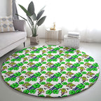Canberra Raiders Round Carpet Tropical Hibiscus Floral Seamless Rugby Mascot
