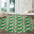 Canberra Raiders Round Carpet Tropical Hibiscus Floral Seamless Rugby Mascot