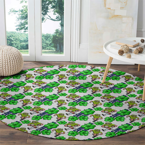 Canberra Raiders Round Carpet Tropical Hibiscus Floral Seamless Rugby Mascot