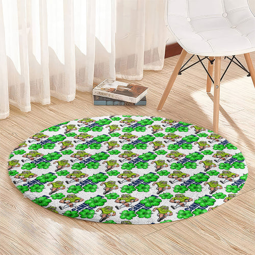 Canberra Raiders Round Carpet Tropical Hibiscus Floral Seamless Rugby Mascot